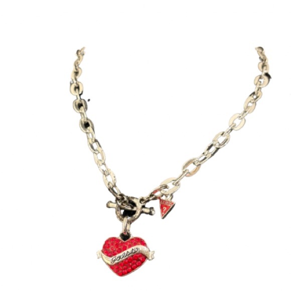 Silver and red gemmed guess necklace - Picture 3 of 3